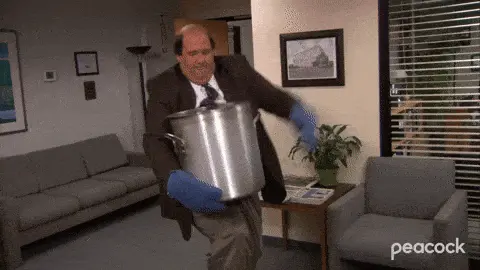 Kevin Malone spilling a giant pot of chili on the office floor